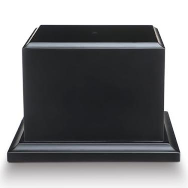 Imagem de Chunful 1 pacote com base de madeira base de troféu DIY suporte quadrado em branco para troféus prêmios troféus estatuetas copos suporte de exibição (11,4 cm x 11,4 cm x 6,3 cm, preto)