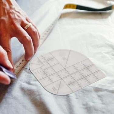 Imagem de Naroote Régua de Corte de Canto Curvado, Ferramenta de Modelo de Costura Quadrada de Corte Em, Ferramenta de Cantos Arredondados para Colchas, Toalhas de Mesa e Jogos Americanos (Dourado)