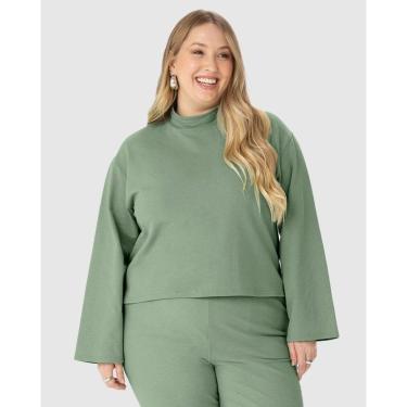 Imagem de Blusa Ampla Feminina Plus Size Em Moletinho Stretch Linho-Feminino