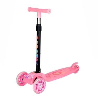 Imagem de Patinete Infantil Dobrável Rosa 3 Rodas com Led - Spin