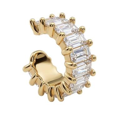 Imagem de MEVECCO Brinco de orelha sem piercing para mulheres, banhado a ouro 18 quilates delicados, cartilagem, prendedor de pressão, piercings falsos, minimalistas, argolas abertas, presentes, Sem pedra