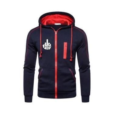 Imagem de Moletom Masculino Slim Fit Com Capuz E Zíper, Cardigan Casual Em Cor S