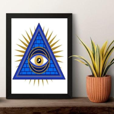 Imagem de Quadro Esotérico Olho Grego Com Pirâmide 33X24Cm