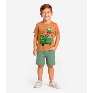 Imagem de Conjunto Infantil Camiseta com Bermuda Select Marrom, M, Marrom