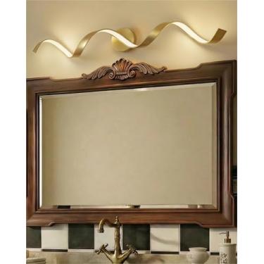 Imagem de Charming Life Luminária espiral moderna [branco natural 4000K com fio] - luminária de banheiro LED ouro escovado de 80 cm, arandela de parede de alumínio antiferrugem para espelho, sala de estar e