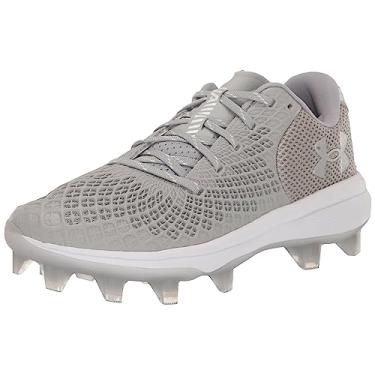 Imagem de Under Armour Tênis feminino de softbol Glyde 2.0 Mt TPU, (102) Cinza beisebol/cinza beisebol/prata metálico, 34