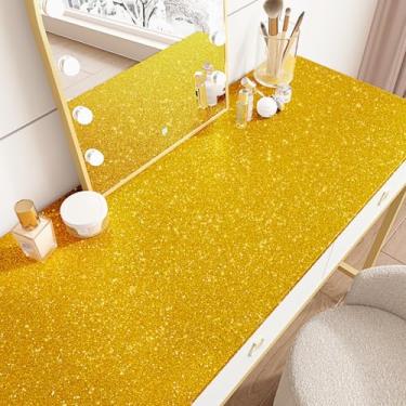Imagem de EPPKILY Papel de parede dourado com glitter, papel de contato autoadesivo removível, papel de parede dourado com glitter para armários, gavetas, paredes, quarto, bancadas, decoração de presente