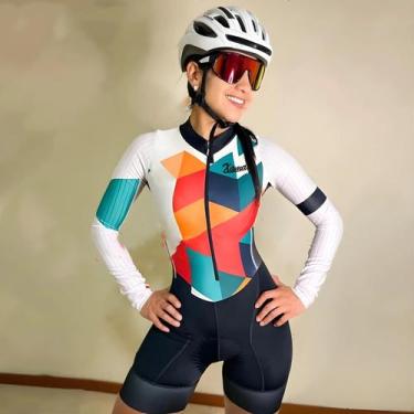 Imagem de Macacão De Ciclismo Feminino De Verão Com Manga Longa E Estampa De Mac