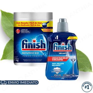 Imagem de Kit Finish Detergente em Pó 1kg e Secante 250ml para Lava Louças Origi