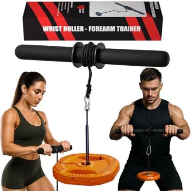 Imagem de MuscleForge Rolo de pulso e antebraço, treinador de braço, polia com carga - Wrist roller com capacidade de 60 kg, exercitar forearm, Grips Strengthener, acessório para treino de aderência