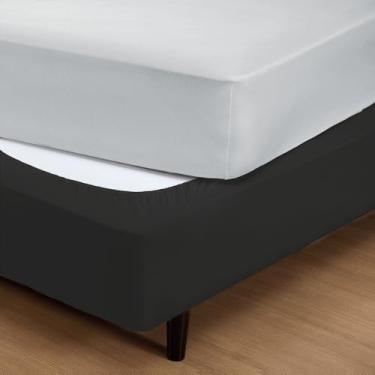 Imagem de Saia Fit Box Casal com Elástico 100% Algodão - Preto