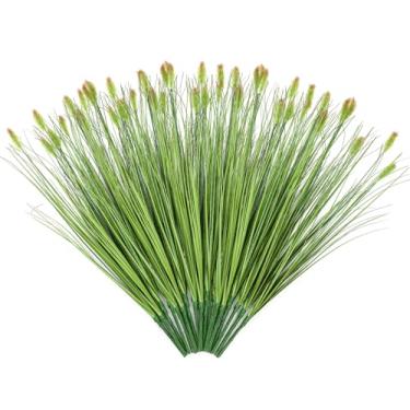 Imagem de Jexine 24 peças de grama sintética, 61 cm, taboas artificiais de grama de trigo, decorações de grama falsa para arbustos artificiais ao ar livre, planta falsa de grama de trigo para sala interna
