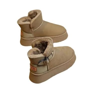Imagem de Botas De Neve Femininas Retrô Forradas Com Lã, Solado Grosso, Estilo N