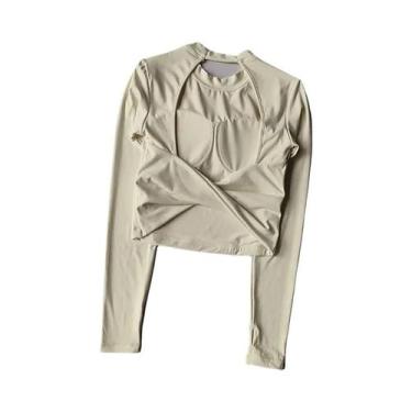 Imagem de Camisa De Yoga Feminina De Manga Longa Com Costas Abertas, Top Esporti