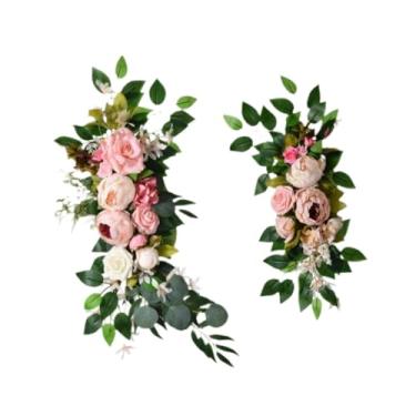 Imagem de KiBcsLic 2x Arranjos Florais Artificiais para Arco de Casamento, Flores de Seda para Decoração, Guirlanda Floral Artificial para Decoração de Parede e Porta, Rosa E Branco