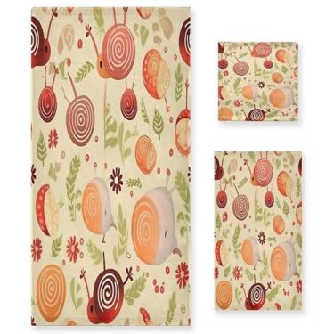 Imagem de xigua Conjunto de toalhas de banheiro de caracol de desenho animado absorvente macio 3 peças toalha de banho toalha de mão toalhas decorativas para banheiro, academia, hotel, praia, piscina