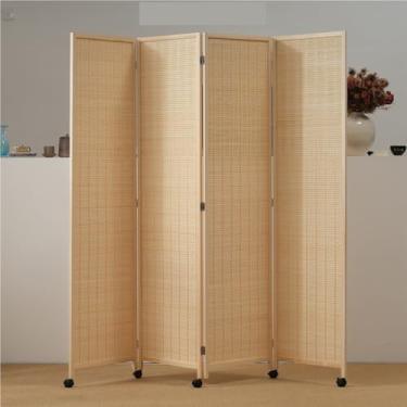 Imagem de Divisória de madeira, divisória decorativa dobrável com rodas, design versátil de painel 3/4/5 para salas de estar, salas de chá, shopping centers - Separador de espaço funcional e elegante
