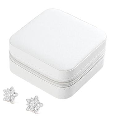 Imagem de Estojo de viagem para joias | Porta-joias portátil | Estojo de armazenamento de brincos | para anéis, brincos, mulheres, esposa, namorada, viajantes frequentes, férias, viagem de negócios, aniversário