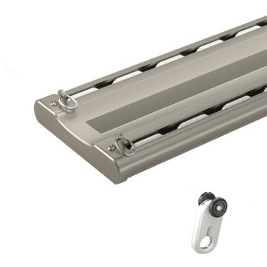 Imagem de Divisória de quarto, trilho de cortina de teto de alumínio ajustável de 100-600 cm, sistema de trilho duplo com fixações completas (champanhe, 110 cm)