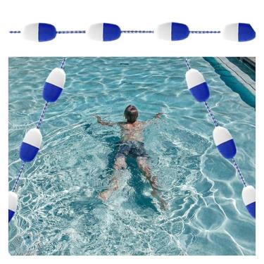 Imagem de Linha de segurança flutuante ajustável para piscina de 6 a 100 metros, corda divisória de faixa de natação de nylon com ganchos, marcador de bóia para piscinas profundas e rasas, ideal para segurança