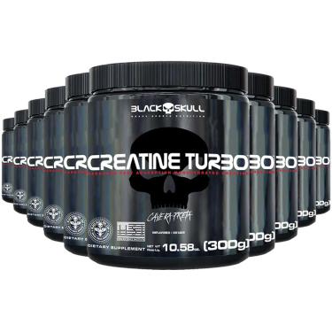 Imagem de Kit 10X Creatina Turbo 300g Black Skull Caveira Preta Atacado