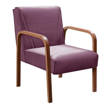 Imagem de Poltrona Decorativa Anita Cadeira Moderna Sala Recepção - Veludo Roxo 380