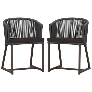 Imagem de 2 Cadeiras De Jantar Noronha Marrom Corda Náutica E9 Trama Preto