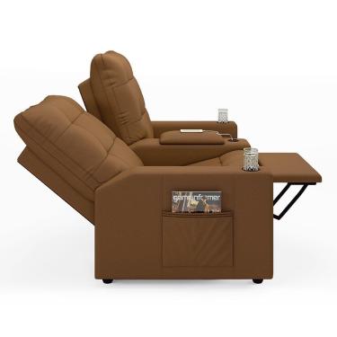 Imagem de Poltrona Do Papai Reclinável Cinema 2 Lugares Manual Baú Usb Haifa F05 Facto Caramelo - Lyam Decor