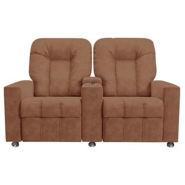 Imagem de Poltrona Reclinável 2 Lugares Sala De Cinema Romeo F05 Veludo Terracota