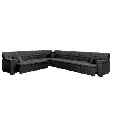 Imagem de Sofá Magno 3.97x4.57m De Canto, Retrátil E Reclinável - Preto