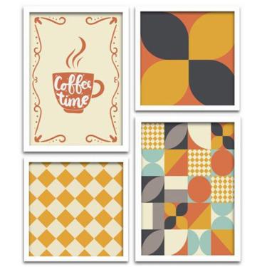 Imagem de Conjunto Quadros Decorativos 4 Peças Coffee Time Titulo Moldura Branca