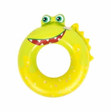 Imagem de Boia Inflável Infantil Circular 60cm, Animais Sortidos, Resistente, para Piscina (Jacaré)