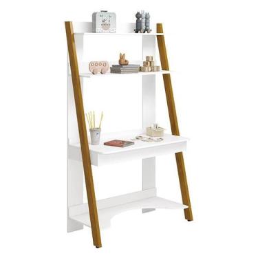 Imagem de Escrivaninha Infantil Simba Branco Acetinado Amadeirado - Reller