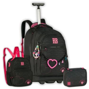 Imagem de Kit Mochila Rebecca Bonbon Rodinhas Lancheira 2 em 1 Estojo, Preto