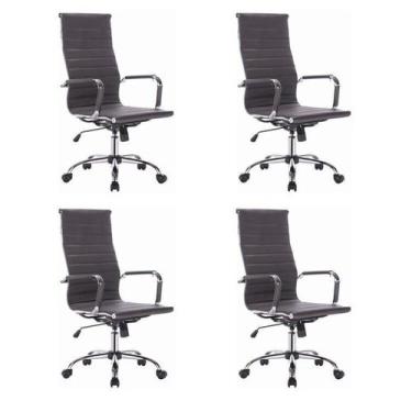 Imagem de Kit 4 Cadeiras para Escritório Presidente Esteirinha material sintétic