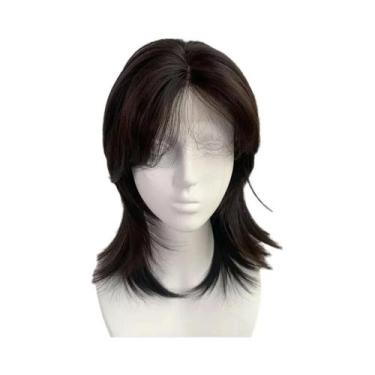 Imagem de Peruca Sintética Curta Cacheada Cinza Prateado Estilo Lolita Com Renda