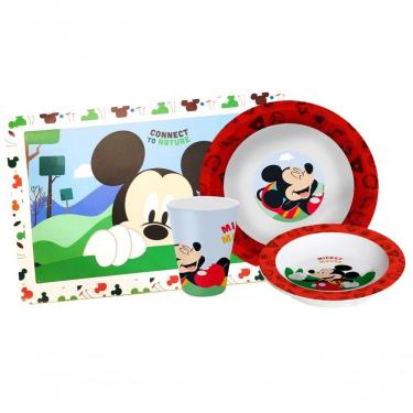 Imagem de Kit Refeição Infantil Mickey 4 Peças Melamina Prato, Tigela, Copo E Lugar Americano - Tuut