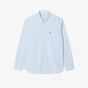 Imagem de Camisa em Popeline Gingham de Caimento Regular - LACOSTE, 40, Branco, 