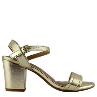 Imagem de Sandália Feminina Beira Rio Dourada e Salto Médio Quadrado 8280785-Feminino