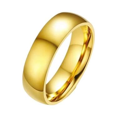 Imagem de Alianças De Casamento Em Aço Inoxidável Cor Dourada 6mm Para Casal, An