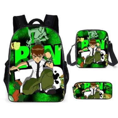 Imagem de Conjunto de mochilas Bens 10 Bens Tennysons Anime School 3 unidades/lo