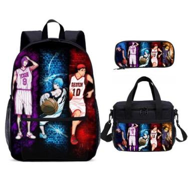 Imagem de Conjunto de mochilas escolares de basquete Kurokos de 3 peças para cri
