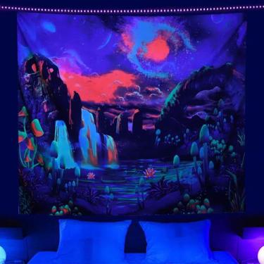 Imagem de Tapeçaria, parede de paisagem fluorescente, 150x150cm, microtecido - y