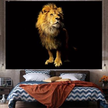 Imagem de Microtecido de parede Tapeçaria Animal Lion 150x130cm para quarto - yi