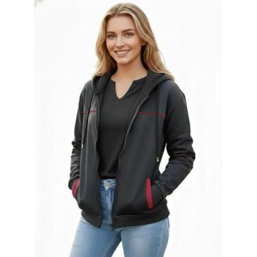 Imagem de Moletom Grosso Casaco Feminino Blusa De Frio - Comércio L7, Preto, P
