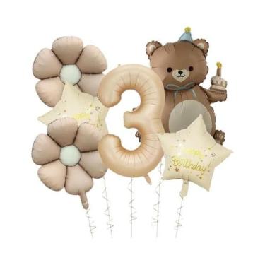 Imagem de Balão Matte Daisy De 40 Polegadas, 6 Peças, Creme, Feliz Aniversário, 