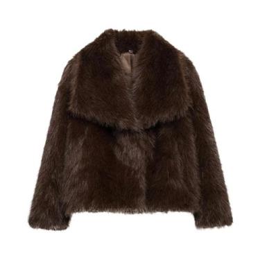 Imagem de Casaco Feminino Vintage De Pele Sintética Quente Para Outono Inverno, 