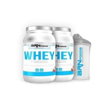Imagem de Kit Whey Foods 900 g - BR Nutrition Foods - c/ 2 unidades + Coqueteleira-Unissex
