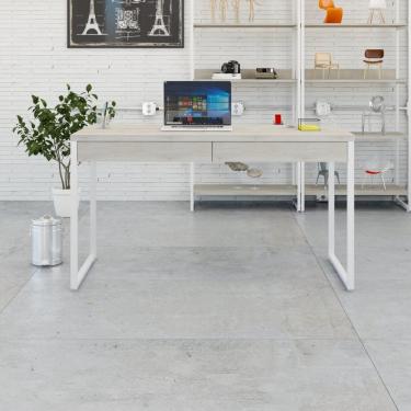 Imagem de Mesa Office 135x60x75cm C-02 Gavetas Kuadra Snow - Est.branca