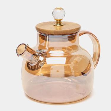 Imagem de Chaleira de Vidro com Infusor de Chá e Tampa de Bambu 1L e 1,8L  Bule 
